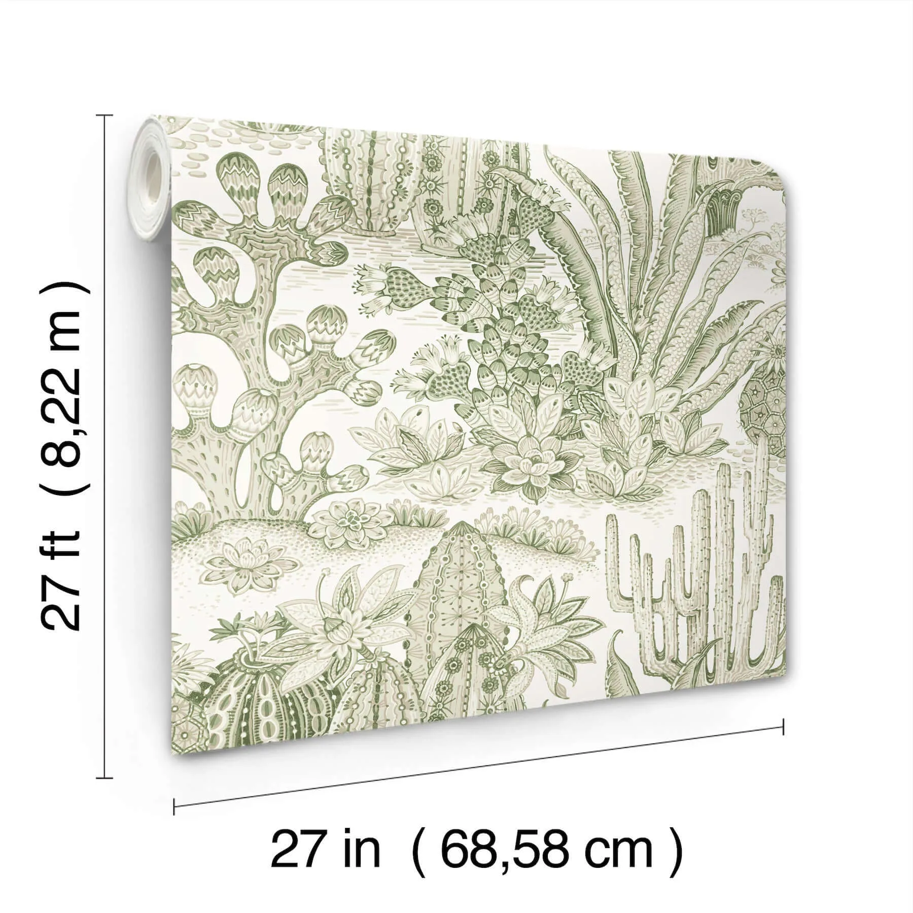 York Wallcoverings Lotus Land Cacti wallpaper, color Palm, SKU MT5631