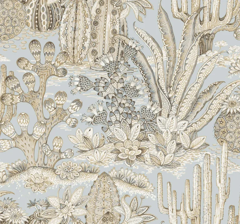 York Wallcoverings Lotus Land Cacti wallpaper, color Sky Blue, SKU MT5634