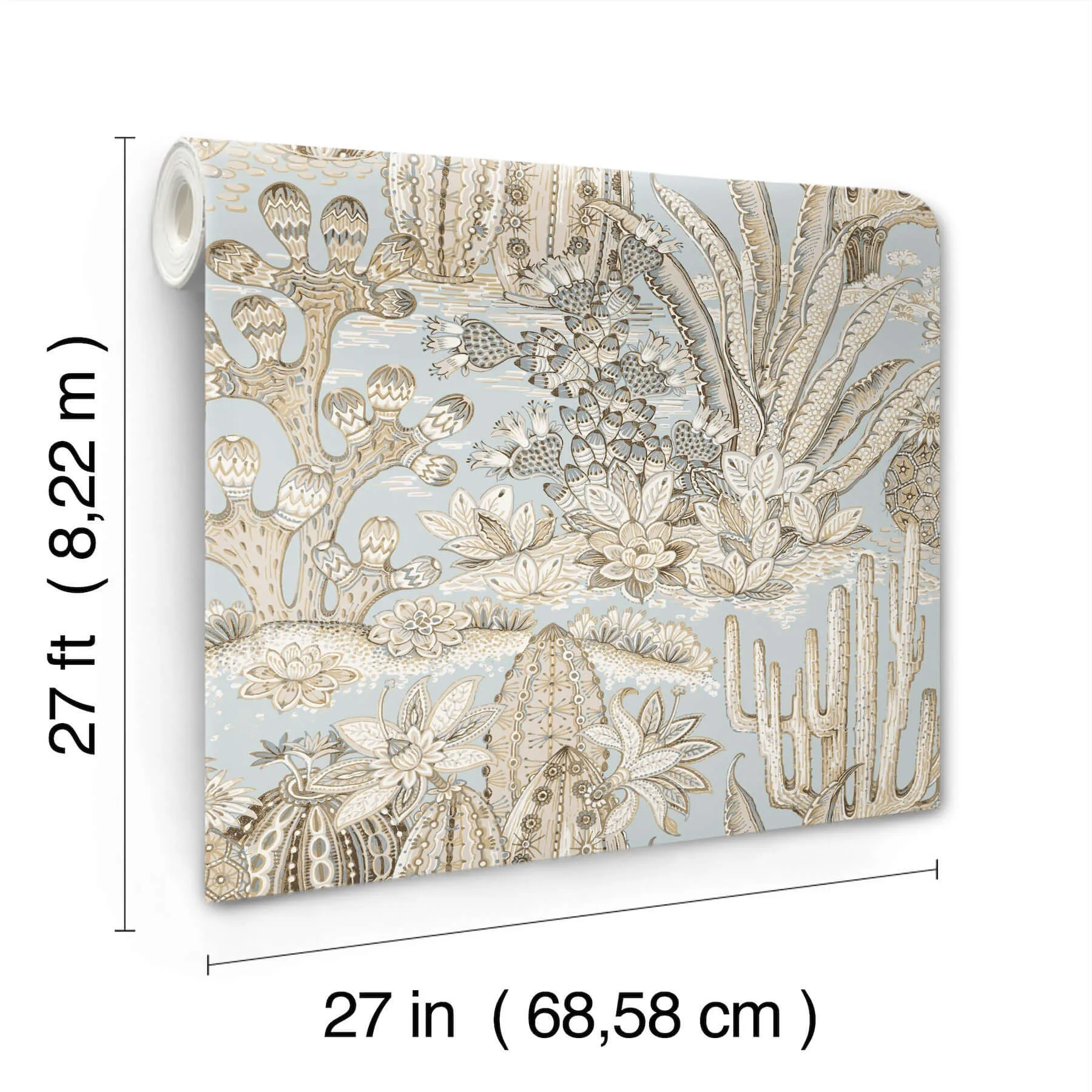 York Wallcoverings Lotus Land Cacti wallpaper, color Sky Blue, SKU MT5634
