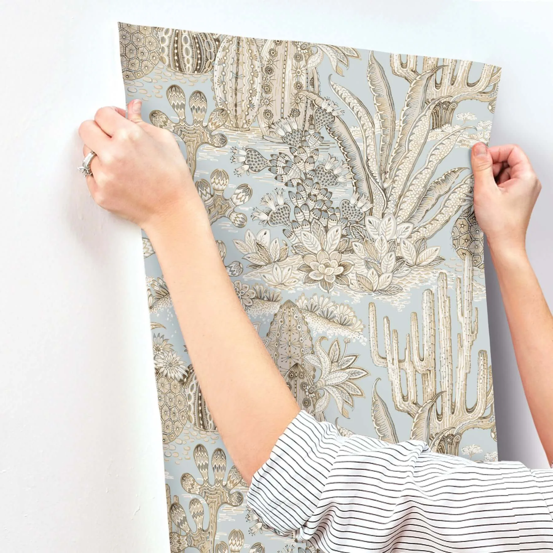 York Wallcoverings Lotus Land Cacti wallpaper, color Sky Blue, SKU MT5634