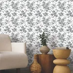 York Wallcoverings Anemone Toile wallpaper, color Black, SKU RT7875
