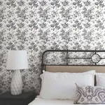 York Wallcoverings Anemone Toile wallpaper, color Black, SKU RT7875
