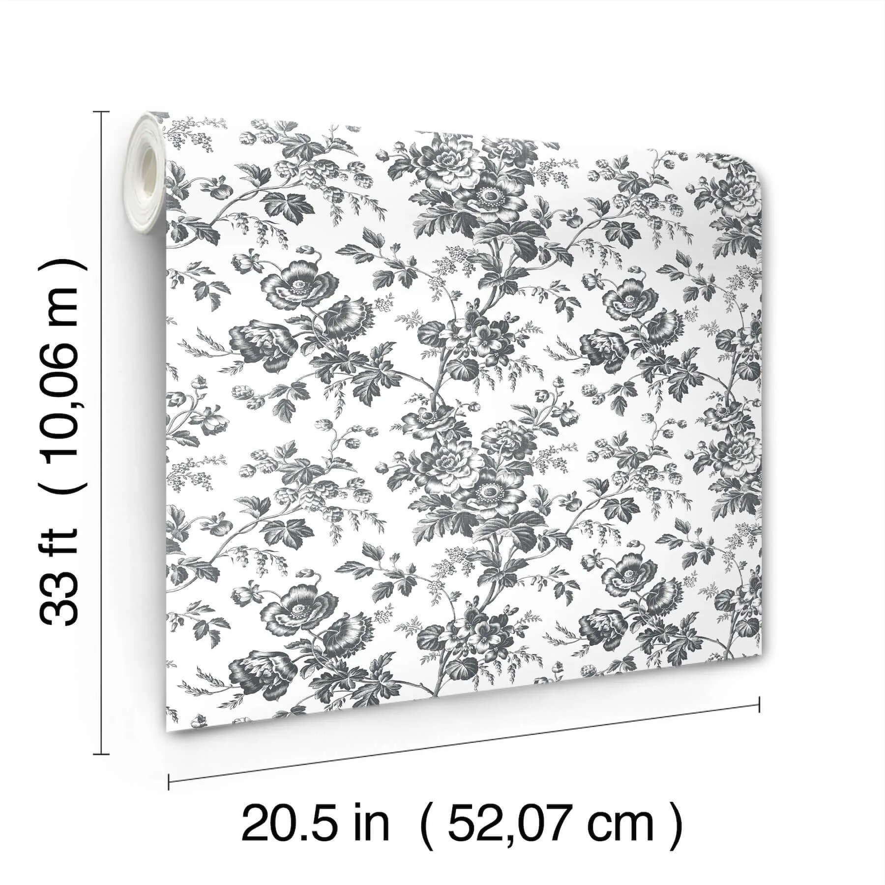 York Wallcoverings Anemone Toile wallpaper, color Black, SKU RT7875