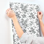 York Wallcoverings Anemone Toile wallpaper, color Black, SKU RT7875
