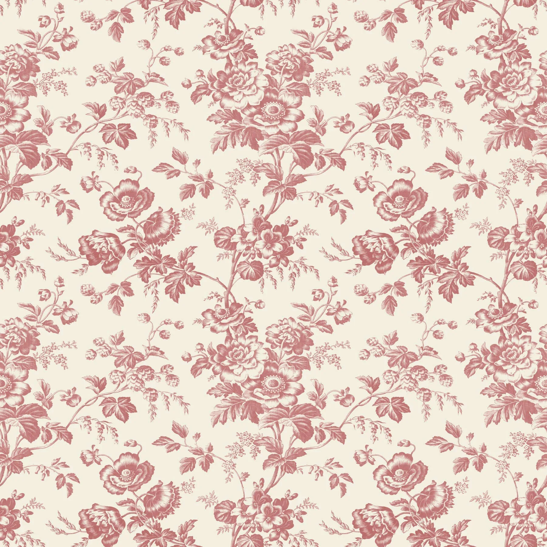 York Wallcoverings Anemone Toile wallpaper, color French Red, SKU RT7871
