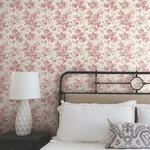 York Wallcoverings Anemone Toile - French Red Wallpaper | Buy Online York Wallcoverings Anemone Toile wallpaper, color French Red, SKU RT7871