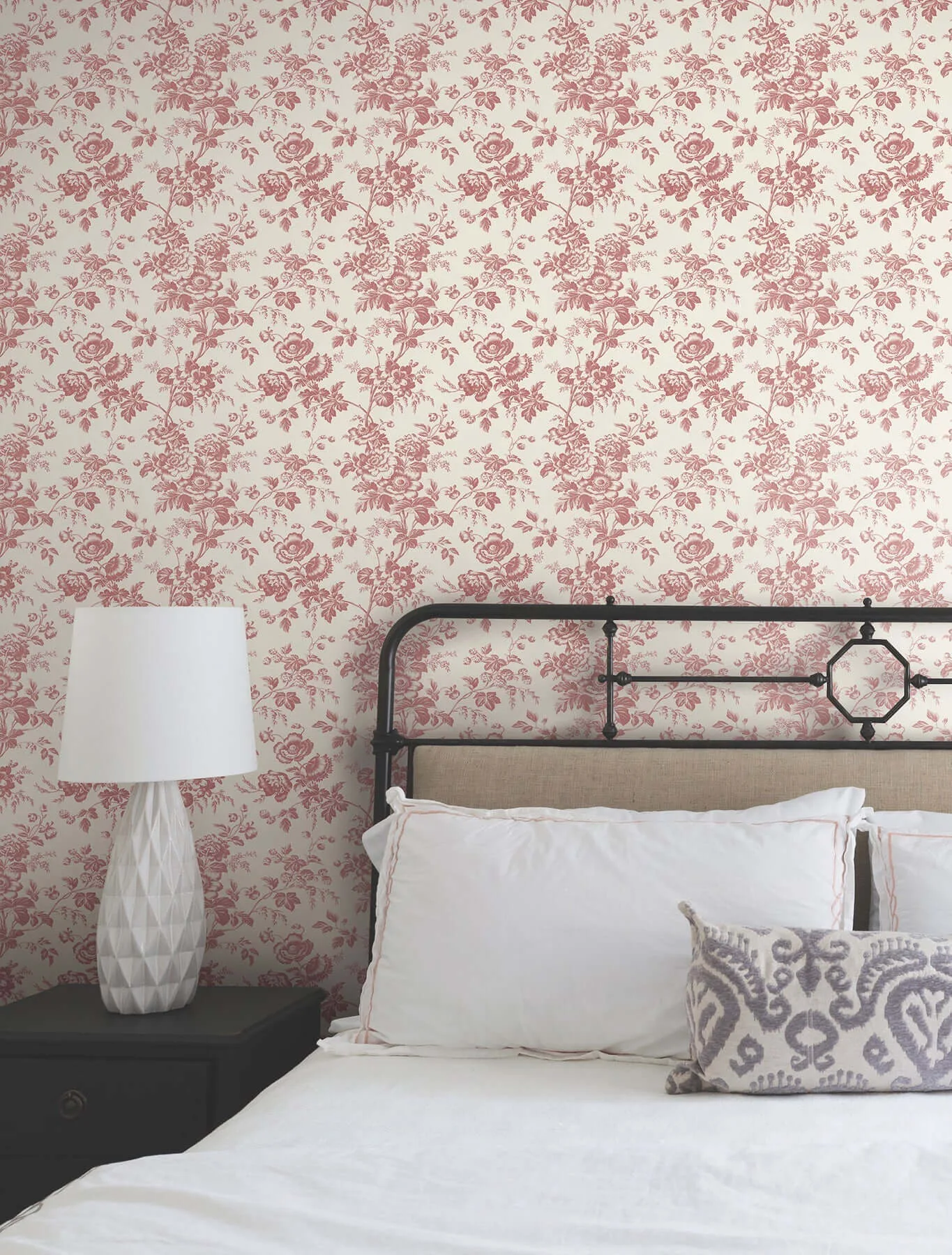 York Wallcoverings Anemone Toile - French Red Wallpaper | Buy Online York Wallcoverings Anemone Toile wallpaper, color French Red, SKU RT7871