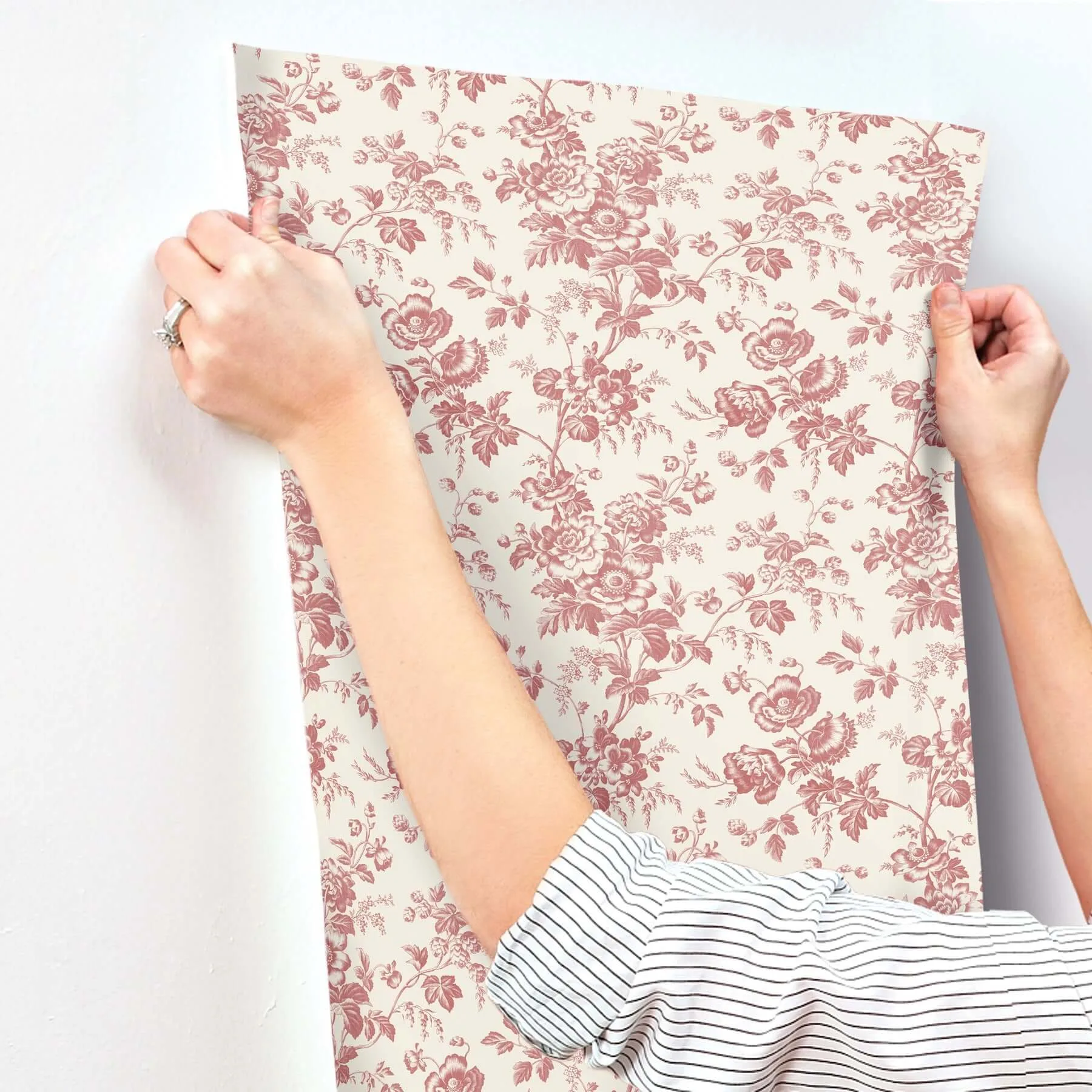 York Wallcoverings Anemone Toile - French Red Wallpaper | Buy Online York Wallcoverings Anemone Toile wallpaper, color French Red, SKU RT7871
