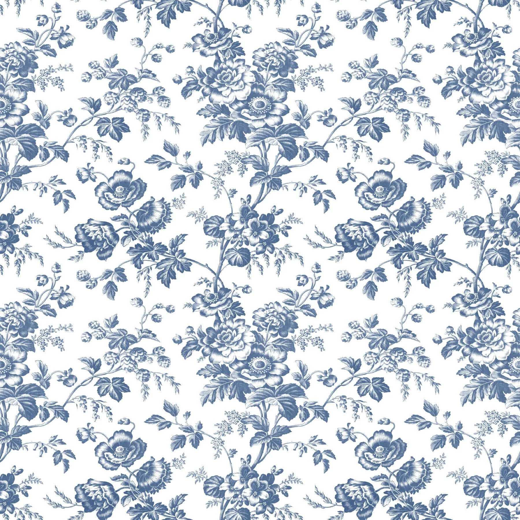 York Wallcoverings Anemone Toile wallpaper, color Navy, SKU RT7873