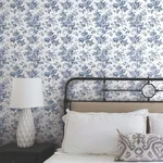 York Wallcoverings Anemone Toile - Navy Wallpaper | Buy Online York Wallcoverings Anemone Toile wallpaper, color Navy, SKU RT7873