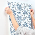 York Wallcoverings Anemone Toile - Navy Wallpaper | Buy Online York Wallcoverings Anemone Toile wallpaper, color Navy, SKU RT7873