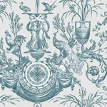 York Wallcoverings Avian Fountain Toile - Jade Wallpaper | Buy Online York Wallcoverings Avian Fountain Toile wallpaper, color Jade, SKU RT7811