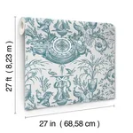 York Wallcoverings Avian Fountain Toile - Jade Wallpaper | Buy Online York Wallcoverings Avian Fountain Toile wallpaper, color Jade, SKU RT7811