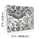 York Wallcoverings Avian Fountain Toile wallpaper, color Black, SKU RT7813