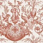 York Wallcoverings Avian Fountain Toile wallpaper, color Brick, SKU RT7814