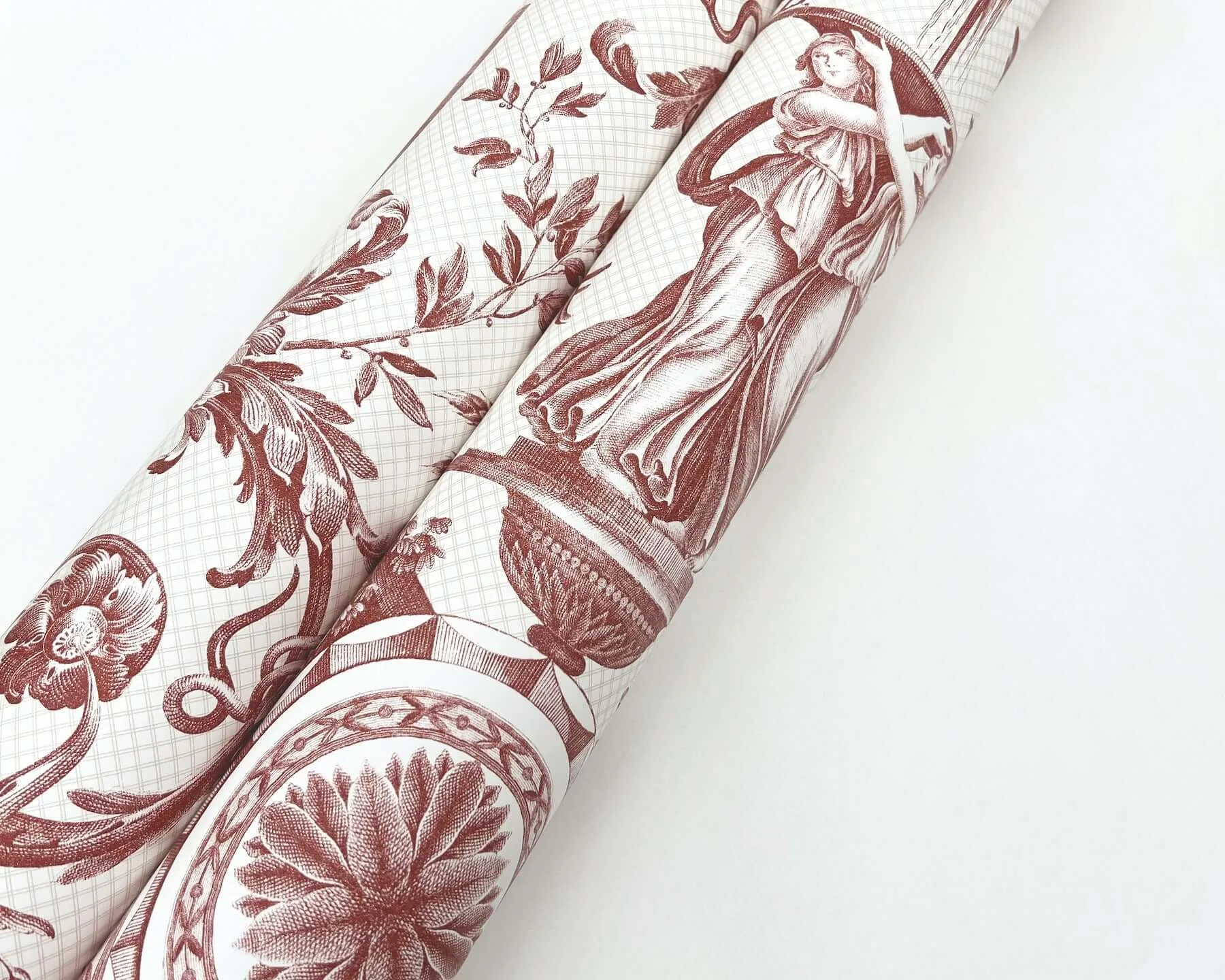 York Wallcoverings Avian Fountain Toile wallpaper, color Brick, SKU RT7814