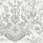 York Wallcoverings Avian Fountain Toile - Grey Wallpaper | Buy Online York Wallcoverings Avian Fountain Toile wallpaper, color Grey, SKU RT7815