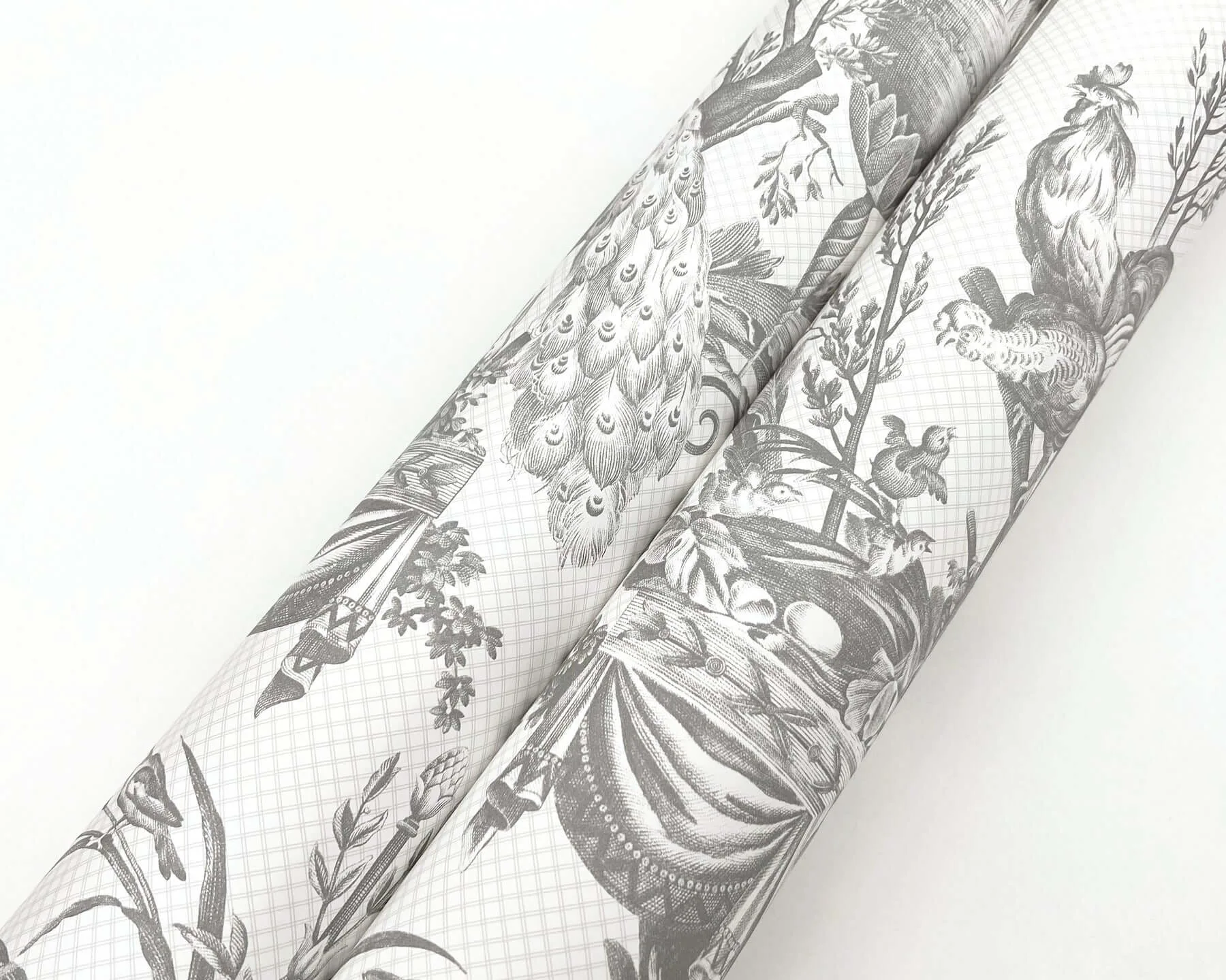 York Wallcoverings Avian Fountain Toile - Grey Wallpaper | Buy Online York Wallcoverings Avian Fountain Toile wallpaper, color Grey, SKU RT7815