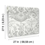 York Wallcoverings Avian Fountain Toile - Grey Wallpaper | Buy Online York Wallcoverings Avian Fountain Toile wallpaper, color Grey, SKU RT7815