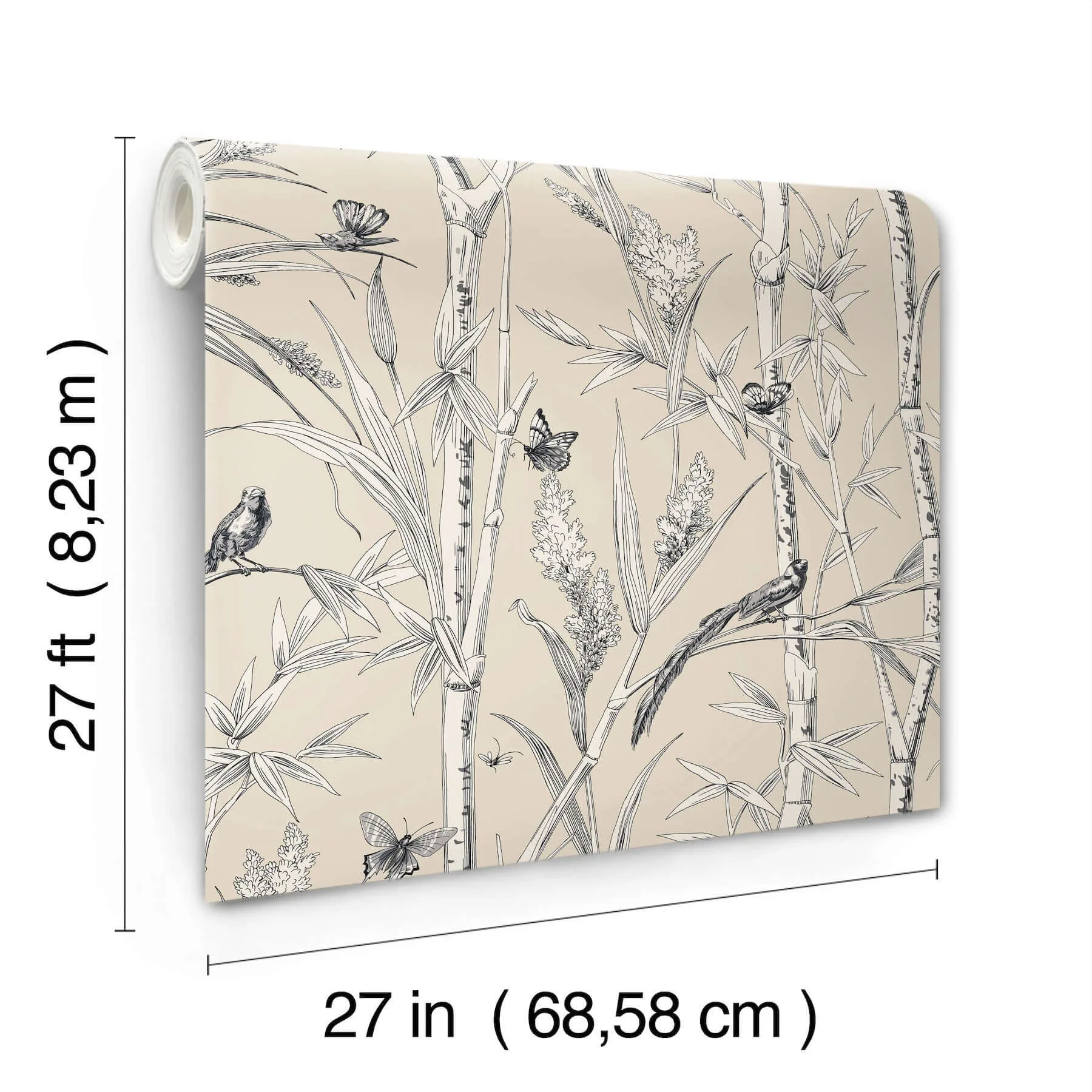 York Wallcoverings Bambou Toile wallpaper, color Beige, SKU RT7832