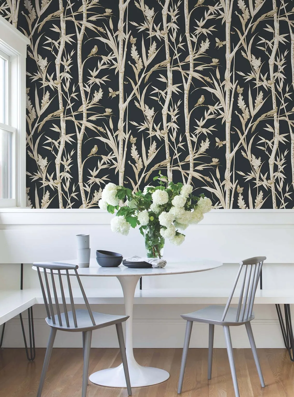 York Wallcoverings Bambou Toile wallpaper, color Black, SKU RT7834