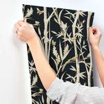 York Wallcoverings Bambou Toile - Black Wallpaper | Buy Online York Wallcoverings Bambou Toile wallpaper, color Black, SKU RT7834