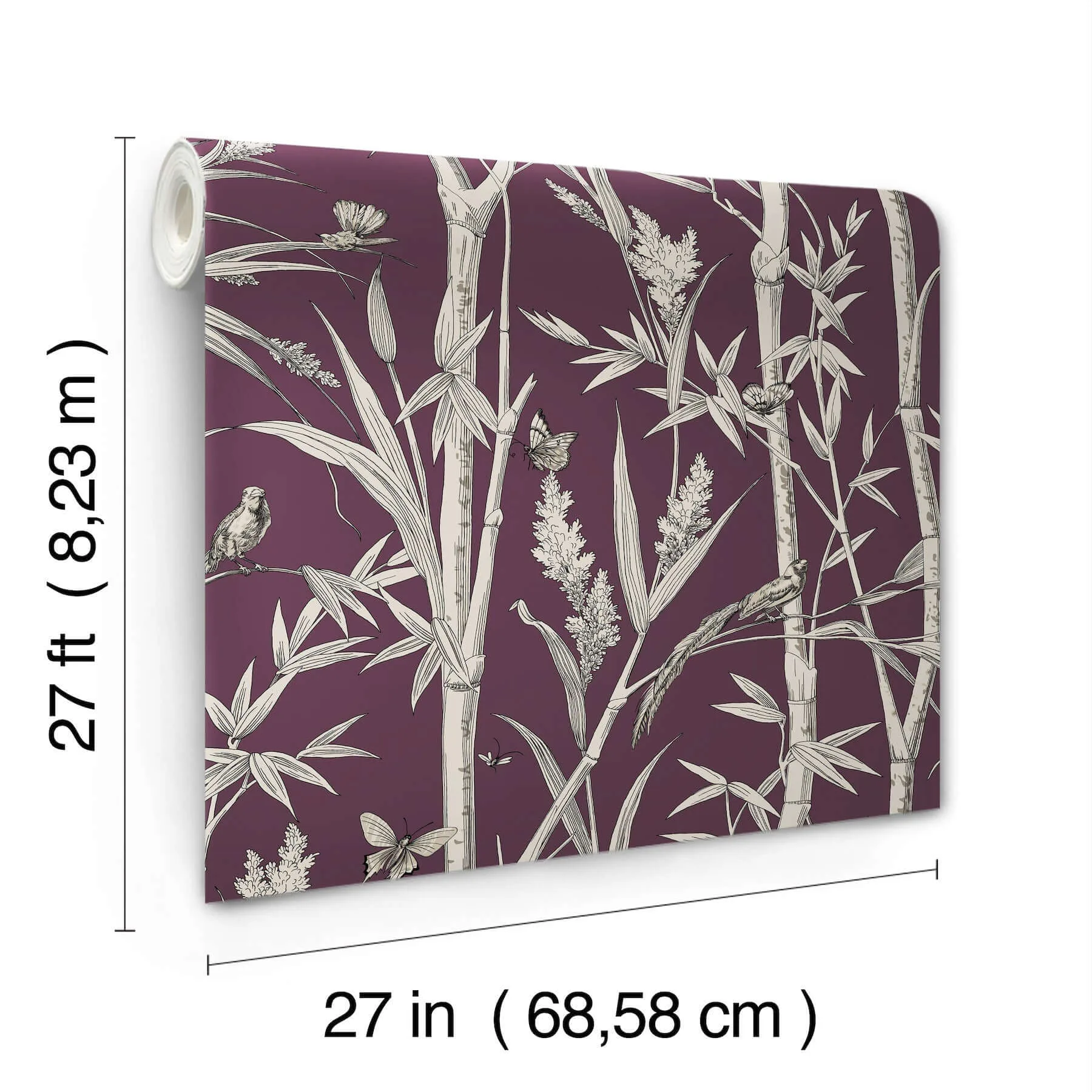 York Wallcoverings Bambou Toile wallpaper, color Burgundy, SKU RT7835