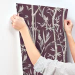 York Wallcoverings Bambou Toile wallpaper, color Burgundy, SKU RT7835