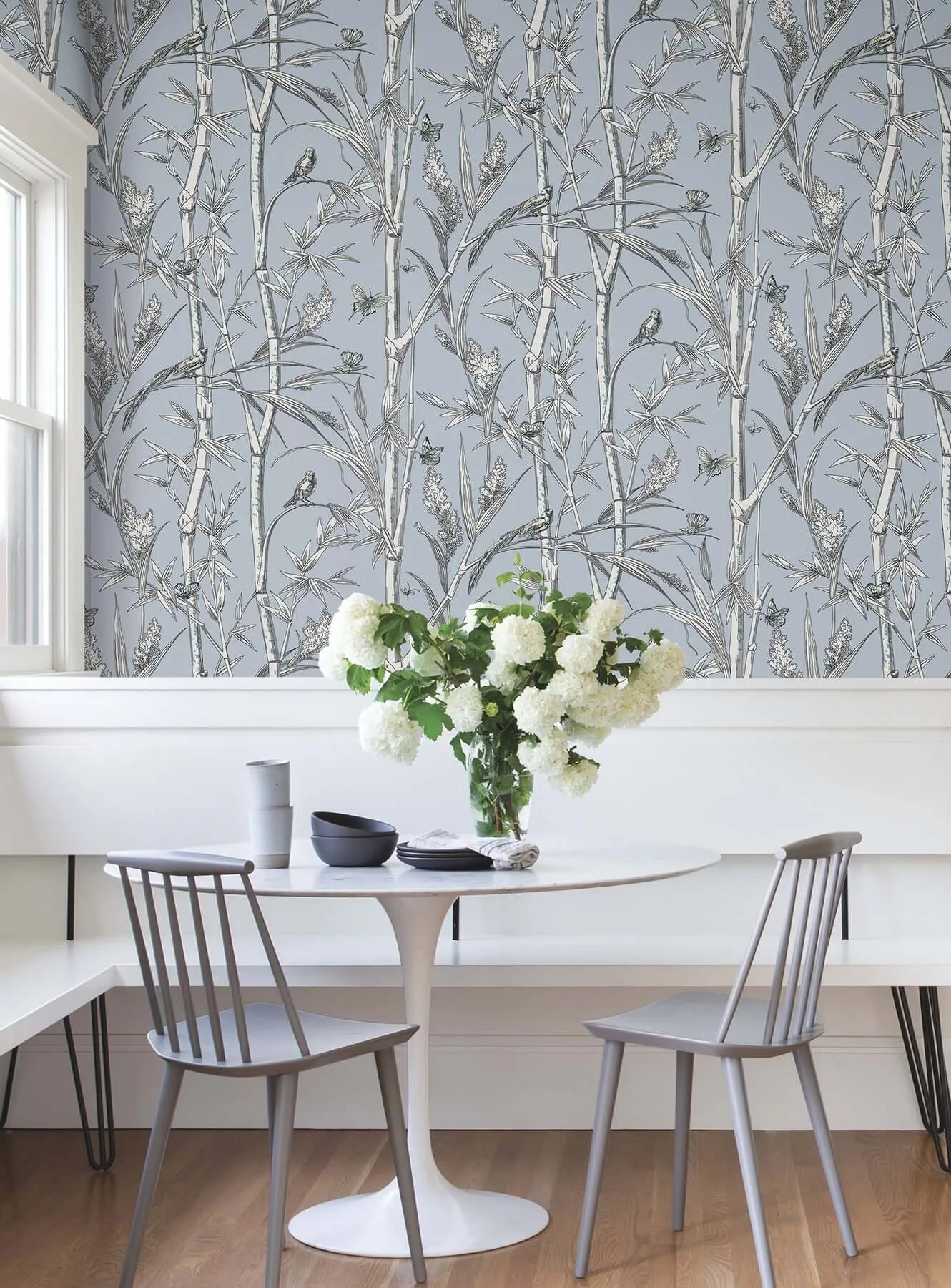 York Wallcoverings Bambou Toile wallpaper, color Sky Blue, SKU RT7833