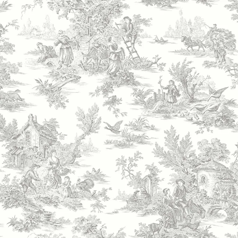 York Wallcoverings Campagne Toile wallpaper, color Grey, SKU RT7940