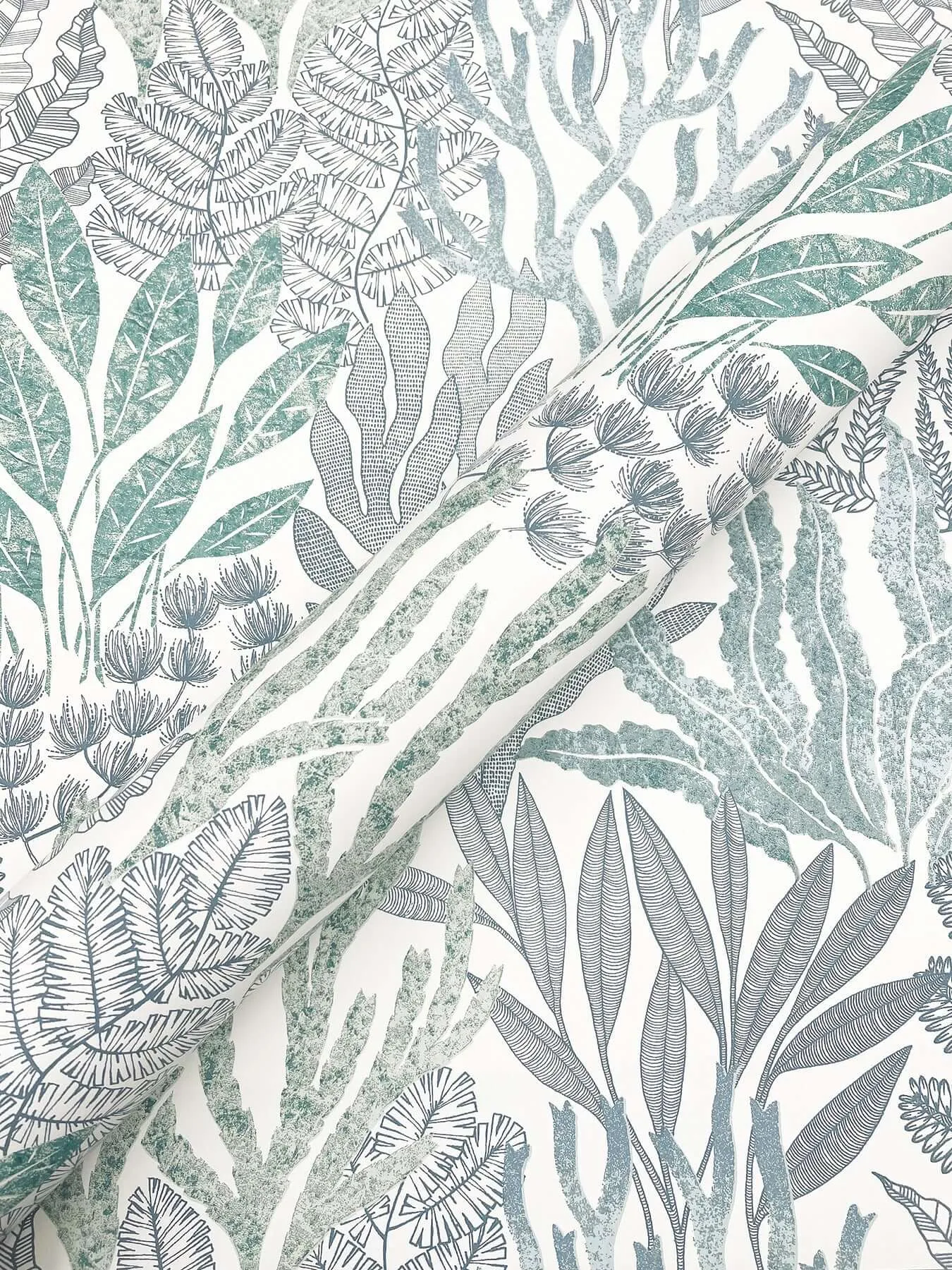 York Wallcoverings Coral Leaves wallpaper, color Blue & Aqua, SKU RT7804