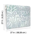 York Wallcoverings Coral Leaves wallpaper, color Blue & Aqua, SKU RT7804