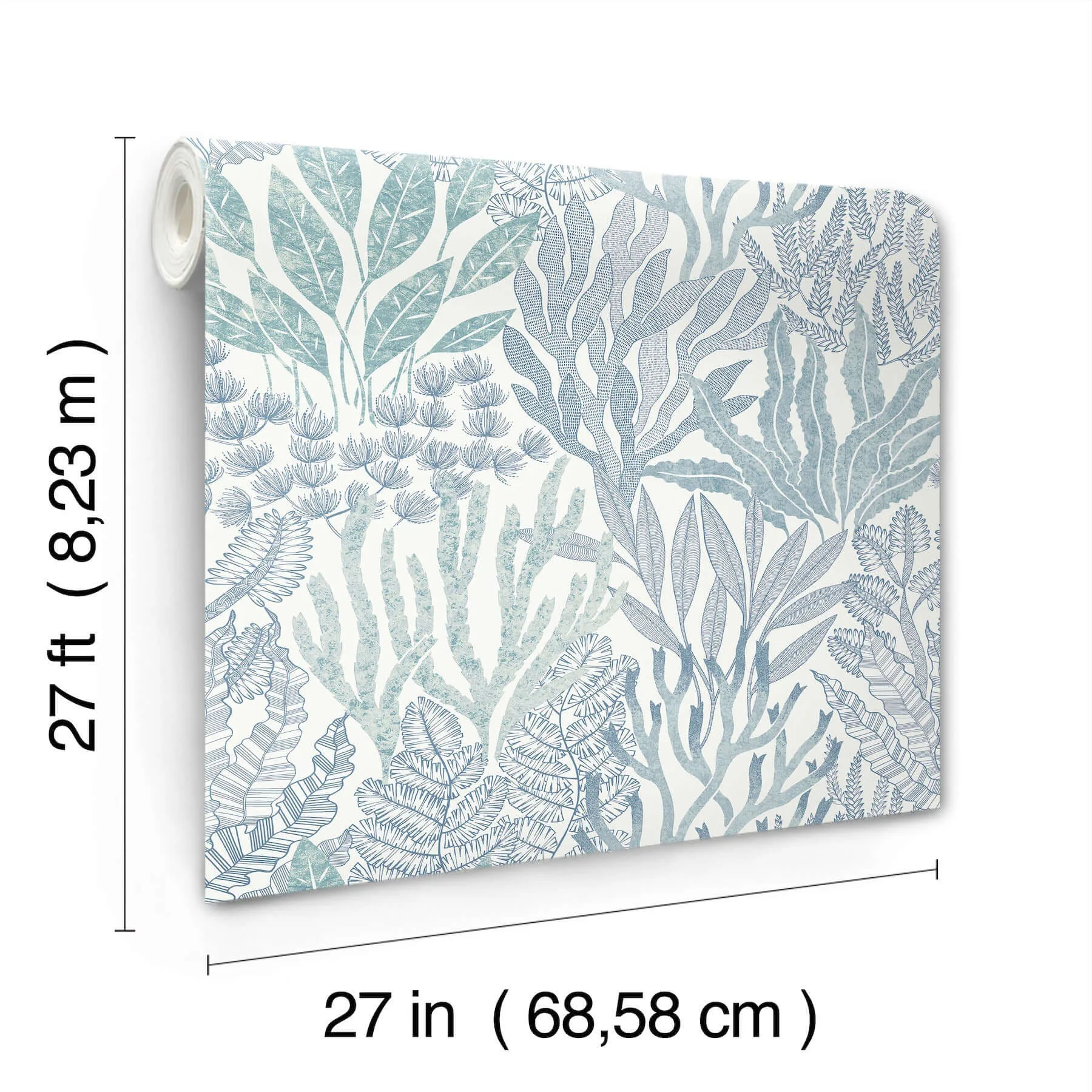 York Wallcoverings Coral Leaves wallpaper, color Blue & Aqua, SKU RT7804