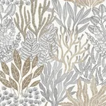 York Wallcoverings Coral Leaves wallpaper, color Taupe & Black, SKU RT7802