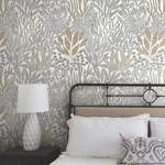 York Wallcoverings Coral Leaves wallpaper, color Taupe & Black, SKU RT7802