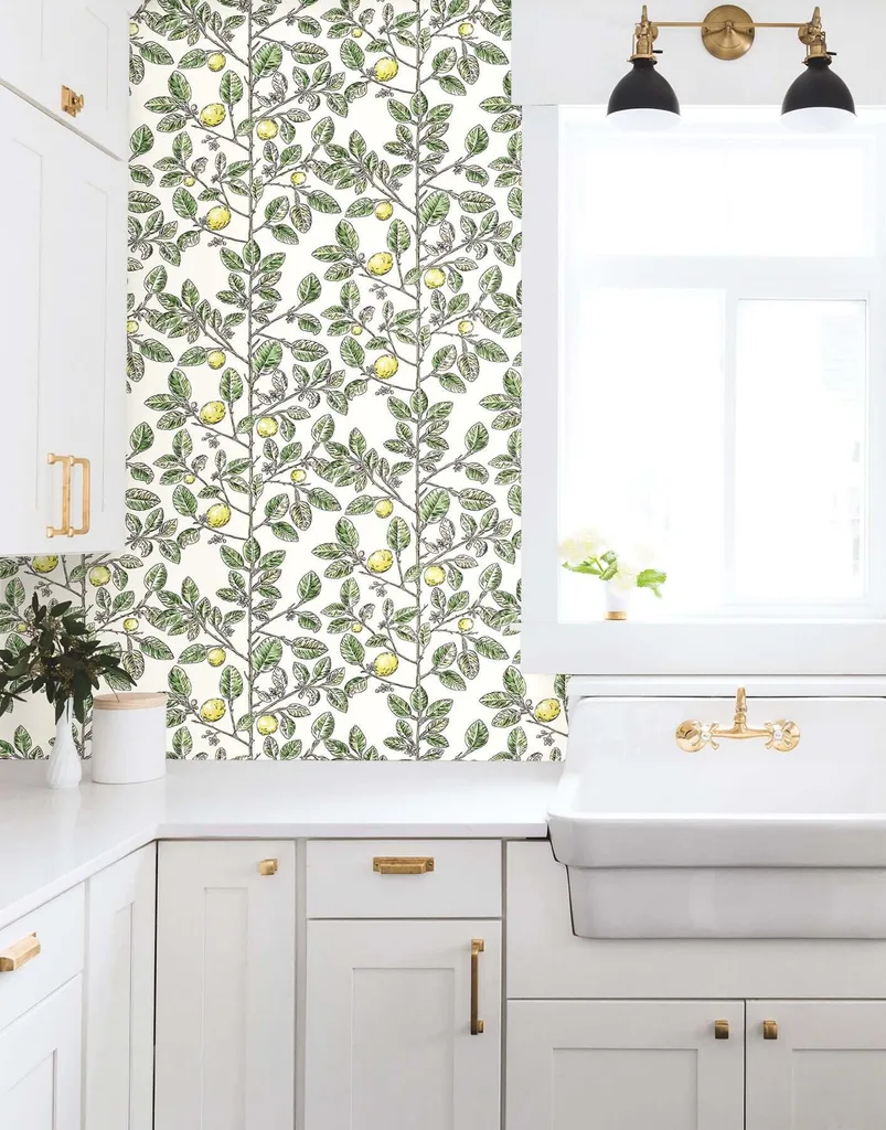 York Wallcoverings Limoncello Toile wallpaper, color Green, SKU RT7911