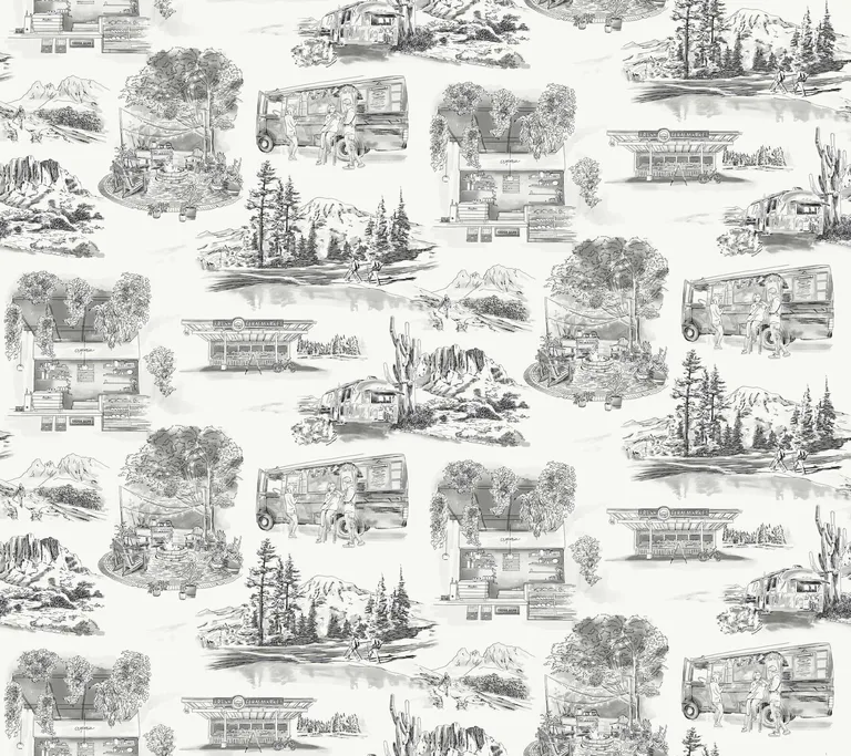 York Wallcoverings Modern Vista Toile wallpaper, color Black, SKU RT7861