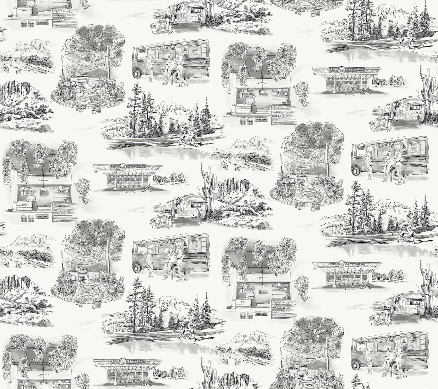 York Wallcoverings Modern Vista Toile wallpaper, color Black, SKU RT7861