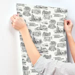 York Wallcoverings Modern Vista Toile - Black Wallpaper | Buy Online York Wallcoverings Modern Vista Toile wallpaper, color Black, SKU RT7861