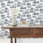 York Wallcoverings Modern Vista Toile - Navy Wallpaper | Buy Online York Wallcoverings Modern Vista Toile wallpaper, color Navy, SKU RT7862