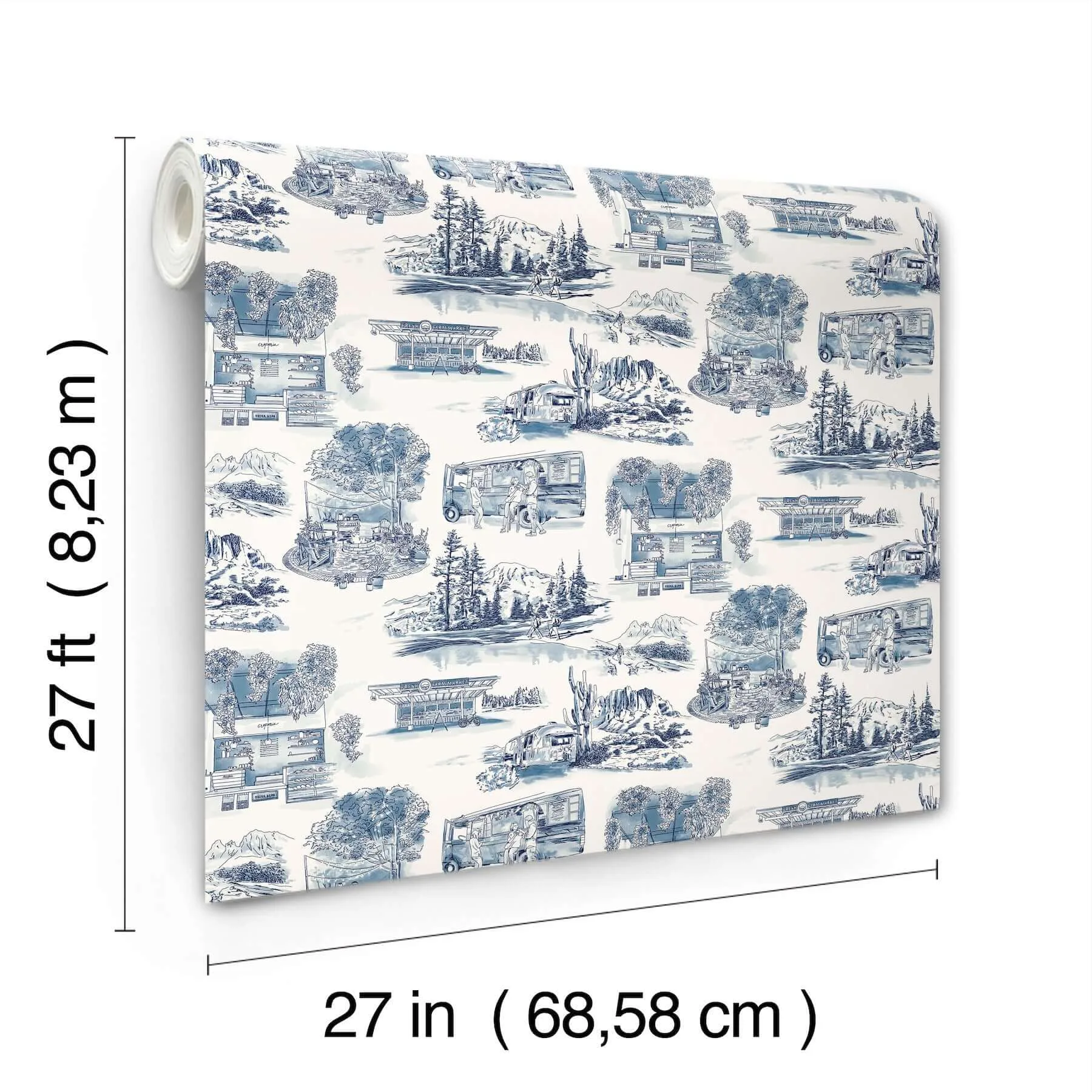 York Wallcoverings Modern Vista Toile - Navy Wallpaper | Buy Online York Wallcoverings Modern Vista Toile wallpaper, color Navy, SKU RT7862