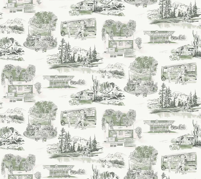 York Wallcoverings Modern Vista Toile wallpaper, color Evergreen, SKU RT7863
