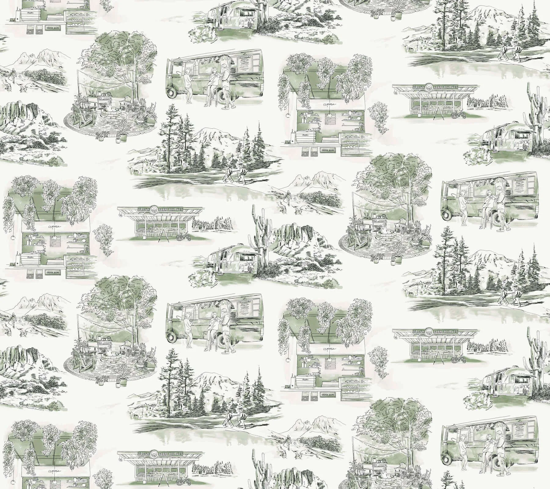 York Wallcoverings Modern Vista Toile wallpaper, color Evergreen, SKU RT7863