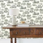York Wallcoverings Modern Vista Toile wallpaper, color Evergreen, SKU RT7863