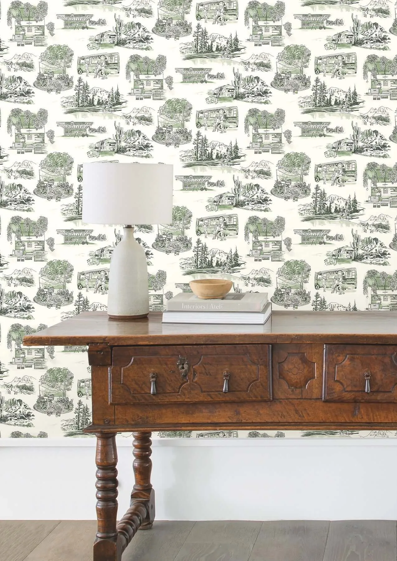 York Wallcoverings Modern Vista Toile wallpaper, color Evergreen, SKU RT7863