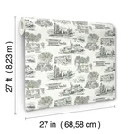 York Wallcoverings Modern Vista Toile wallpaper, color Evergreen, SKU RT7863
