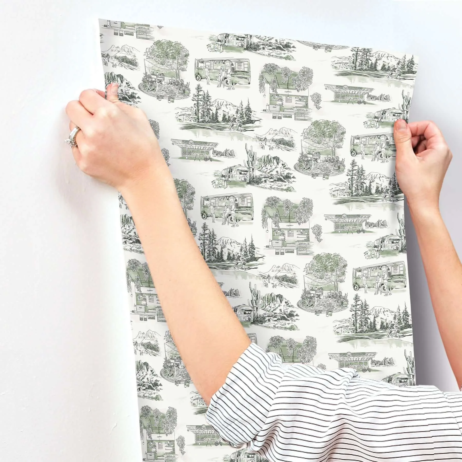York Wallcoverings Modern Vista Toile wallpaper, color Evergreen, SKU RT7863