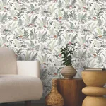 York Wallcoverings Mushroom Garden Toile wallpaper, color Red & Green, SKU RT7891