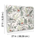 York Wallcoverings Mushroom Garden Toile wallpaper, color Red & Green, SKU RT7891
