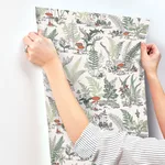 York Wallcoverings Mushroom Garden Toile wallpaper, color Red & Green, SKU RT7891